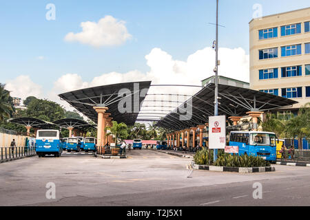 Victoria, Seychellen - Februar 3th, 2019: Der Busbahnhof in Victoria, Mahe Island, Seychellen. Stockfoto