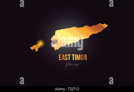 Osttimor Land grenze Karte in Gold Metall Farbe Design Geeignet für ein Logo Icon Design Stock Vektor