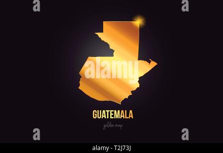 Guatemala Land grenze Karte in Gold Metall Farbe Design Geeignet für ein Logo Icon Design Stock Vektor