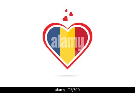 Tschad land Flagge innen Liebe Herz Design Geeignet für ein Logo Icon Design Stock Vektor