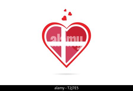 Dänemark Landesflagge innen Liebe Herz Design Geeignet für ein Logo Icon Design Stock Vektor