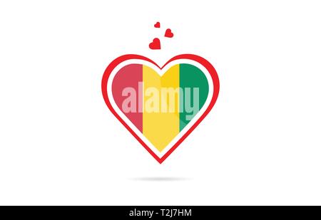 Guinea land Flagge innen Liebe Herz Design Geeignet für ein Logo Icon Design Stock Vektor