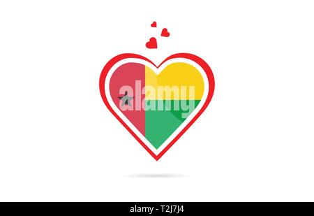 Guinea Bissau land Flagge innen Liebe Herz Design Geeignet für ein Logo Icon Design Stock Vektor