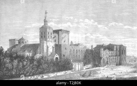 VAUCLUSE. Avignon. Le Palais des Papes, Avignon 1880 alten, antiken Drucken Stockfoto