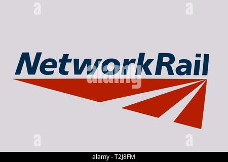 London/Vereinigtes Königreich - 2.April 2019: Network Rail Infrastructure Limited logo Stockfoto