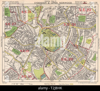 SE LONDON. Sydenham Upper Norwood Crystal Palace Sydenham Penge. Speck 1948 Karte Stockfoto