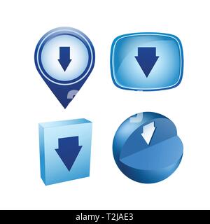 Pfeil herunter Laden der Icons Set von Zeichen und Symbole Stock Vektor