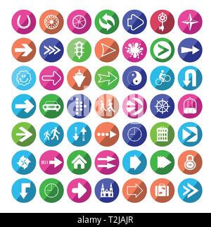 Pfeile, Symbole, Satz von Silhouetten der gerichteten Pfeiltaste Zeichen Stock Vektor