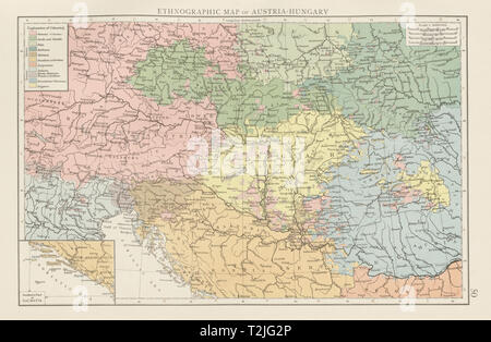 Österreich-ungarn ethnographische Karte. Magyaren deutschen Slowenen&c MAL 1900 Stockfoto