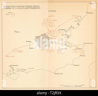 RAF Fighter Kräfte Airborne 11.30 15 Sept 1940. Die Schlacht um England Tag Karte 1957 Stockfoto