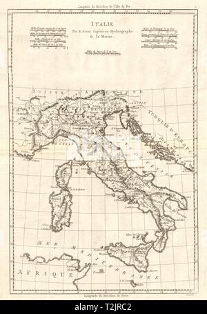 Italie. Antike Karte von Italien. BONNE 1789 alte Vintage plan plan Stockfoto