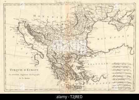 Turquie d'Europa. Die Türkei in Europa. Griechenland und den Balkan. BONNE alte Karte 1790 Stockfoto