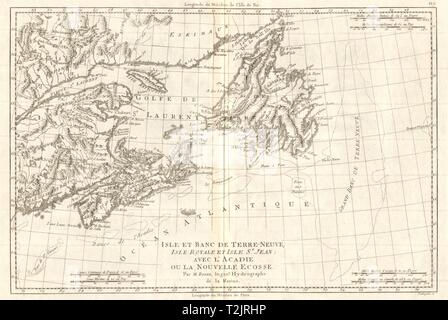 Isle et Banc de Terre-Neuve, Isle Royale… Golf von St. Lawrence. BONNE Karte 1790 Stockfoto