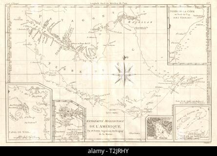 Extremité Meridionale de l'in Tierra del Fuego Magellan Str BONNE 1790 Karte Stockfoto