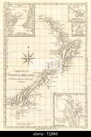 Carte de la Nouvelle Zéelande. Neuseeland. Cook Strait. Themse. BONNE Karte 1790 Stockfoto