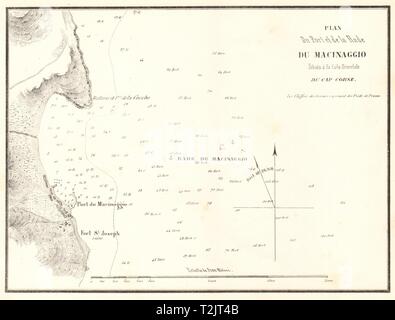 Plan du Port et de la Rade de Macinaggio. Cap Corse. Korsika. GAUTTIER 1851 Karte Stockfoto