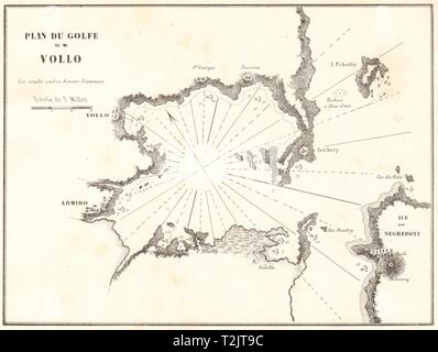 Volos & Pagasäischen Golf. "Plan du Golfe de Vollo'. Griechenland. GAUTTIER 1854 Karte Stockfoto