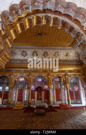 Phool Mahal, Mehrangarh, Mehran Fort, Jodhpur, Rajasthan, Indien Stockfoto