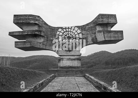 Podgaric, Kroatien - 30. Dezember 2018. Das Denkmal der Revolution des Volkes von Moslavina in Bjelovar-Bilogora County, zentrale Kroatien Stockfoto