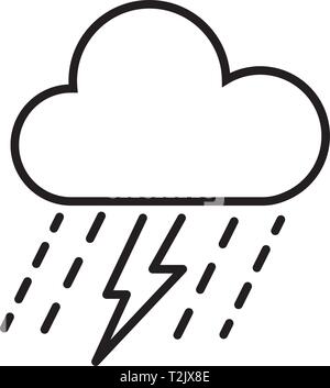 Dieser Vektor Bild zeigt eine Wolke und ein thunderbolt im Umriss Icon Design. Es ist auf einem weißen Hintergrund. Stock Vektor