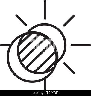 Dieser Vektor Bild zeigt eine Sun eclipse im Umriss Icon Design. Es ist auf einem weißen Hintergrund. Stock Vektor