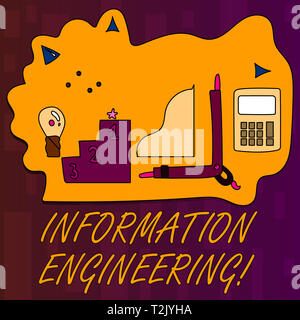 Handschrift Text schreiben Information Engineering. Konzeptionelle Foto beschäftigt sich mit Distribution und Wissen in die Systeme der beruflichen Ziel Symbole für Stockfoto