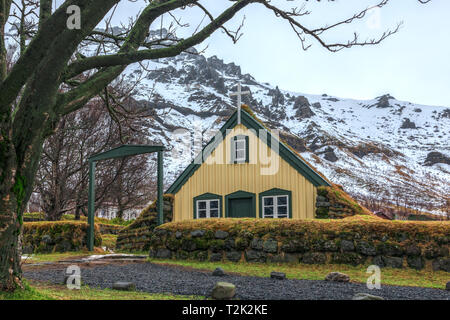 Hof, Hofskirkja, Austurland, Island, Europa Stockfoto