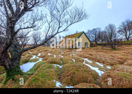 Hof, Hofskirkja, Austurland, Island, Europa Stockfoto