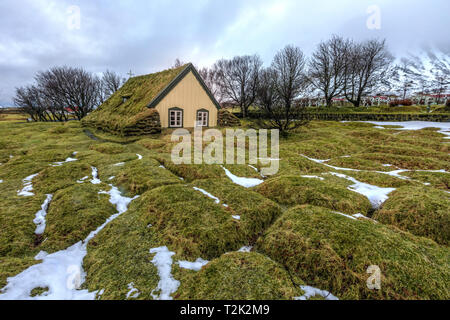 Hof, Hofskirkja, Austurland, Island, Europa Stockfoto