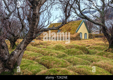 Hof, Hofskirkja, Austurland, Island, Europa Stockfoto