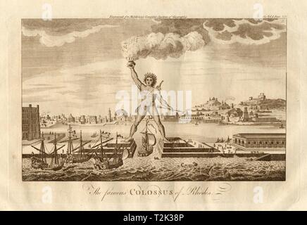 "Den berühmten Koloss von Rhodos". Griechenland. MIDDLETON 1779 alten, antiken Drucken Stockfoto