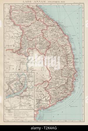 Französisch Indochina Indochina. Süden Laos & Annam. Vietnam. Stadt Hue plan 1929 Karte Stockfoto