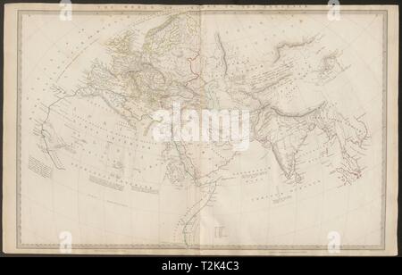 Die WELT BEKANNT ALS IN DEN ALTEN. Herodot Ptolemäus Hanno Plinius. SDUK 1844 Karte Stockfoto