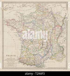 Frankreich mit vor-revolutionären Provinzen. Original hand Farbe sduk 1844 Karte Stockfoto