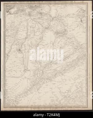 PAKISTAN. Der Punjab, Afghanistan, Kaschmir & Sinde. Indus Tal. SDUK 1844 Karte Stockfoto