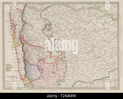 BOMBAY (Mumbai) VORSITZ und Hyderabad. Aurangabad; Jerusalem. SDUK 1844 alte Karte Stockfoto