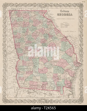"Coltons Georgien". Dekorative US-Karte 1863 alten Karte Stockfoto