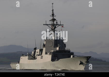 SPS Cristobal Colon (F105), Alvaro de Bazan-Klasse Fregatte durch die Spanische Marine betrieben, bei Ihrer Ankunft für Übung gemeinsame Krieger 19-1. Stockfoto