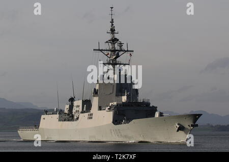 SPS Cristobal Colon (F105), Alvaro de Bazan-Klasse Fregatte durch die Spanische Marine betrieben, bei Ihrer Ankunft für Übung gemeinsame Krieger 19-1. Stockfoto