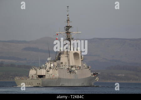 SPS Cristobal Colon (F105), Alvaro de Bazan-Klasse Fregatte durch die Spanische Marine betrieben, bei Ihrer Ankunft für Übung gemeinsame Krieger 19-1. Stockfoto