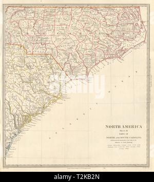 USA. Coastal North & South Carolina. Charleston. Cape Hatteras. SDUK 1846 Karte Stockfoto