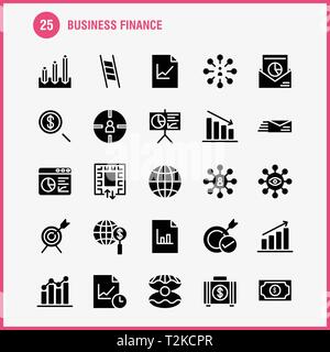 Wirtschaft Finanzen solide Glyph Icon Pack für Designer und Entwickler. Ikonen der Tasche, Aktentasche, Business, Mode, Finanzen, Business, Auge, Mission, Vect Stock Vektor