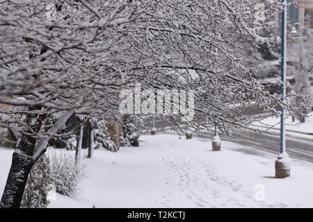 Das Wetter vom 31. März war "wie ein Löwe" in Niagara Falls Ontario 2019 Stockfoto