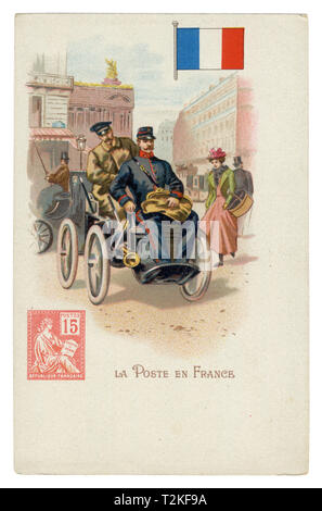 Franzosisch Historische Chromolithographic Postkarte Welt Post Serie Bulgarische Post Brieftrager Auf Dem Fahrrad Trieben Aus Der Banditen Flagge Und Briefmarke Stockfotografie Alamy