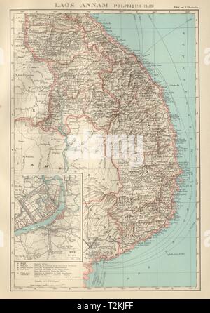 Französisch Indochina Indochina. Süden Laos & Annam. Vietnam. Stadt Hue plan 1931 Karte Stockfoto