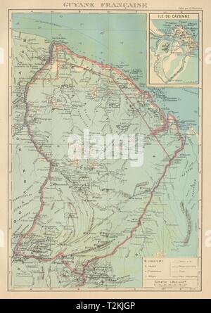 Französisch Guyana. Guyane Française. Île de Cayenne plan 1931 alte vintage Karte Stockfoto