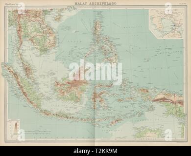 Malaiischen Archipel. Indonesien Philippinen Niederländisch-ostindien. Die Zeiten 1922 Karte Stockfoto