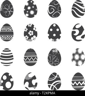 Ostern Eier Symbol isoliert Hintergrund. Satz von neuen, modernen Design mit verschiedenen Mustern. Stock Vektor