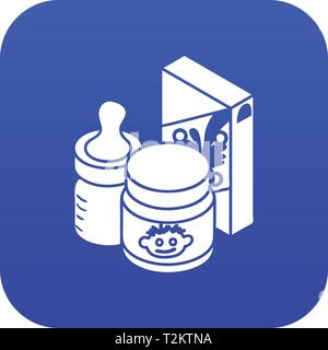 Babynahrung Symbol blau Vektor auf weißem Hintergrund Stock Vektor