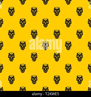 Sugar Skull, Blumen auf dem Schädel Muster nahtlose Vektor wiederholen geometrische Gelb für jedes Design Stock Vektor